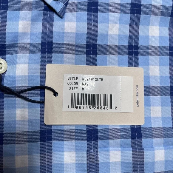 Peter Millar Men Crown Lite Performance Tech Shirt Stretch Check Size M - Picture 4 of 11